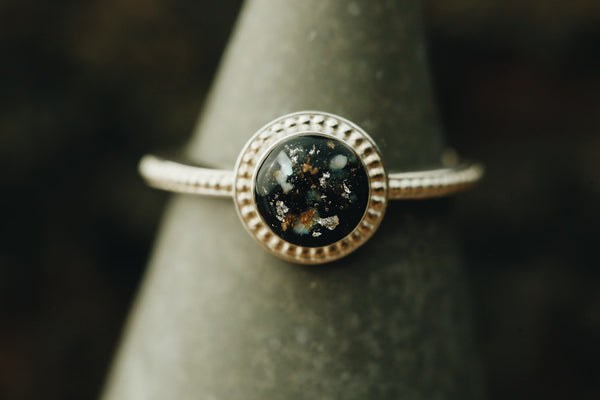 Round Beaded Halo Ring