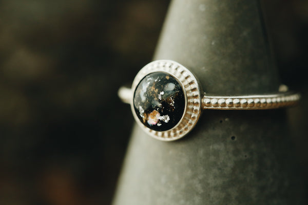 Round Beaded Halo Ring