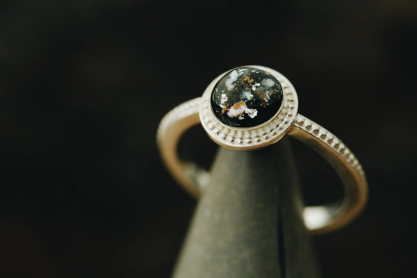 Round Beaded Halo Ring