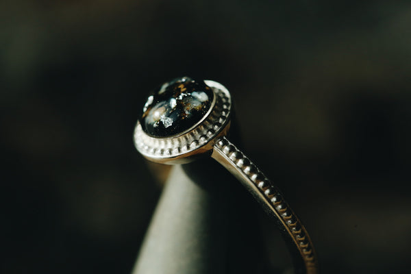 Round Beaded Halo Ring