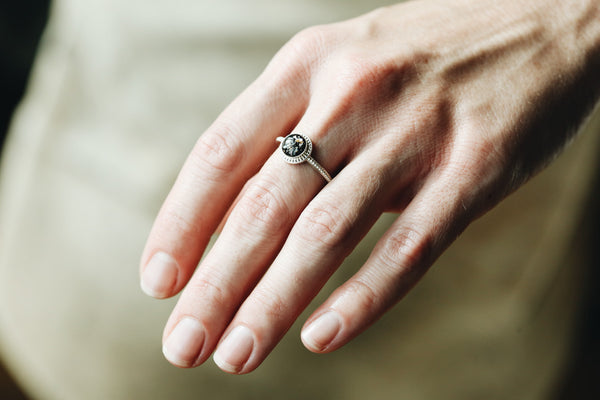 Round Beaded Halo Ring